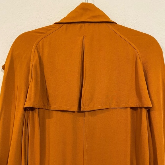 Zara Basic Women Longline Trench Coat XS Orange Lightweight Contemporary Preppy - Picture 9 of 17